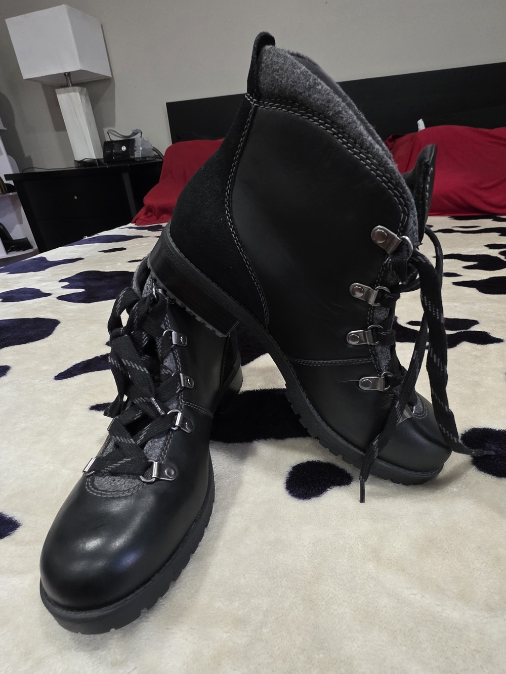 Clarks Black Leather Lace-Up Ankle Boots
